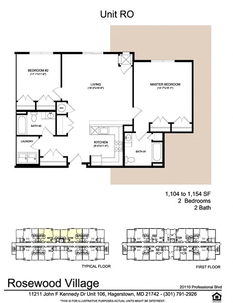 Floor plan for 2 beds, 2 baths, 1176 sqft